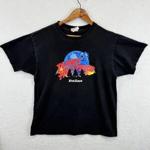 Vintage Planet Hollywood Shirt Mens Large Black Dallas Restaurant Graphic 90s